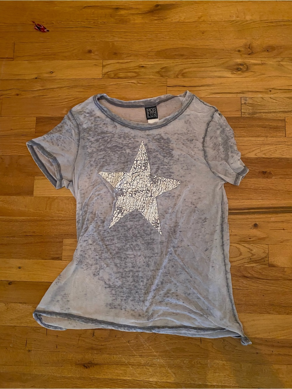 Modern Lux Light Blue Short Sleeve Tee with Cracked Silver Star